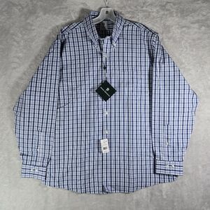 Brooks Brothers Non-Iron Button Down Mens Size 16.5 34/35 Blue Checkered NWT